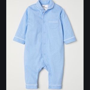 H&M Blue and White Stripe Pajama Jumpsuit